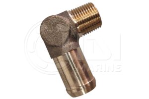 A brass elbow with an m 1 2 x 1. 5 thread