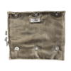 A silver bag with some metal rivets on it