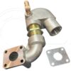 A metal elbow with a gasket and a piece of cardboard