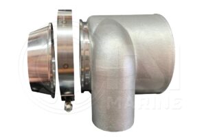 A close up of the side view of a water pump