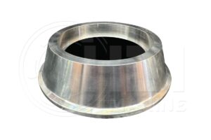 A metal cone with a black center ring.