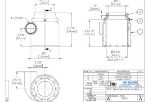A drawing of the side view of a water heater.