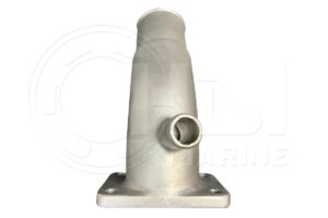 A white pipe sitting on top of a metal base.