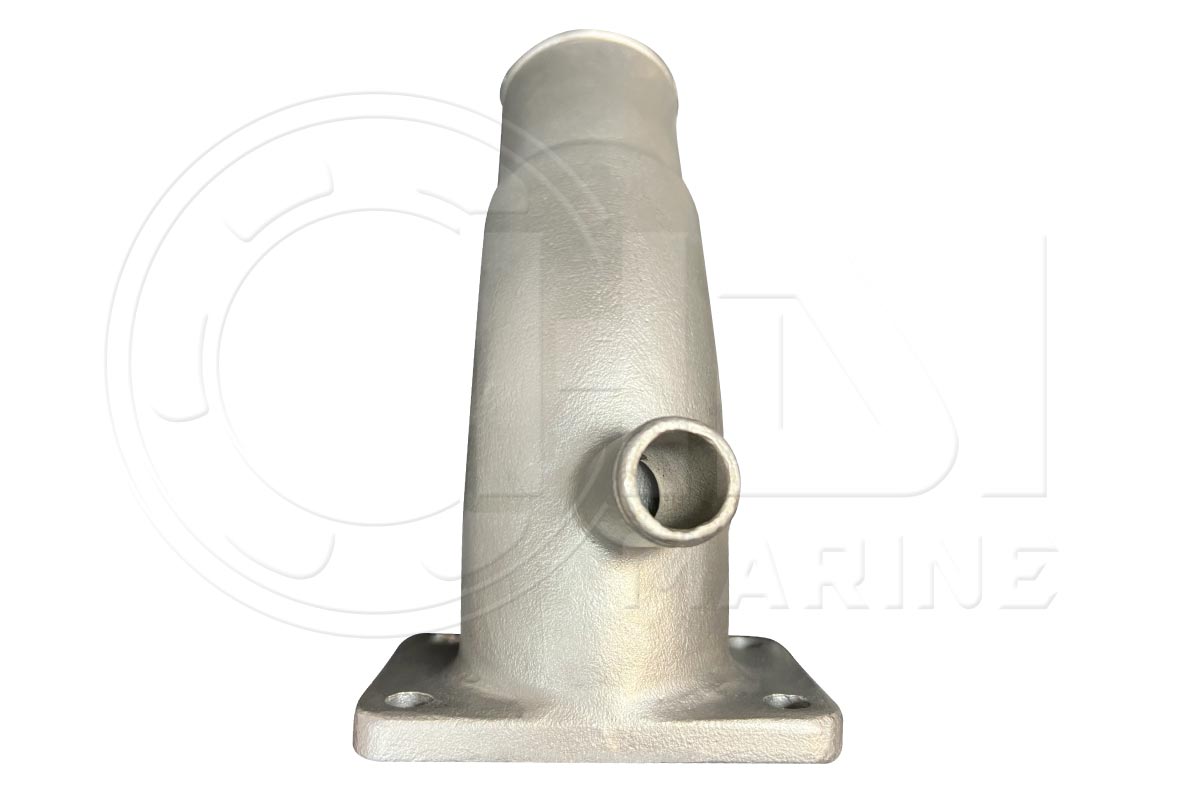 A white pipe sitting on top of a metal base.