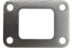A metal gasket that is on the side of a car.