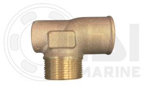 A brass tee with a water meter on the side.
