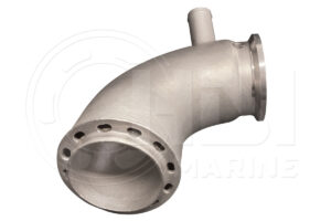 A stainless steel pipe with a hole in the middle.