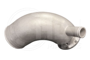 A white metal pipe with a silver cap.
