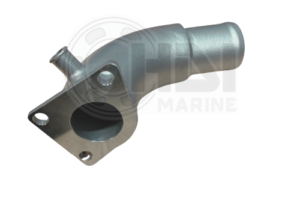 A stainless steel exhaust pipe with an outlet.
