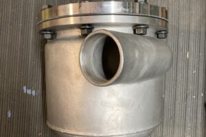 A metal pipe with a stainless steel cap.