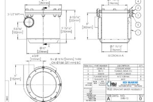 A drawing of the side view of a water heater.