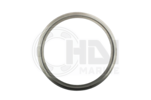 A metal ring is shown on the side of a boat.