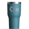 A blue cup with the logo of hdi marine.
