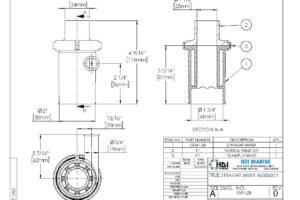 A drawing of the side view of a piece of machinery.