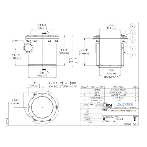 SM6-8 Straight Mixer Kit - Stainless Steel Exhaust Elbow - Image 2