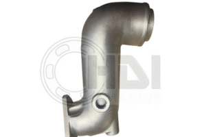 Metal exhaust elbow pipe with flange connection.