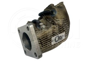A picture of the front end of a turbo charger.