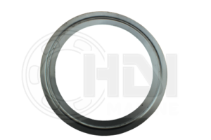 A metal ring is shown on the side of a white background.