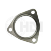 A metal gasket that is shaped like a triangle.