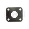 A black gasket that is sitting on the ground.
