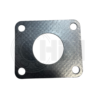 A metal plate with four holes for the gasket.