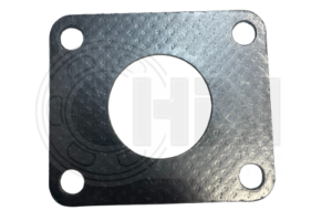 A metal plate with four holes for the gasket.