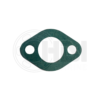 A green gasket is sitting on the side of a white wall.