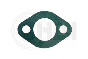 A green gasket is sitting on the side of a white wall.