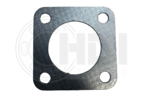 A metal plate with four holes on it.