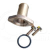 A bronze flange with a nut and bolt attached.