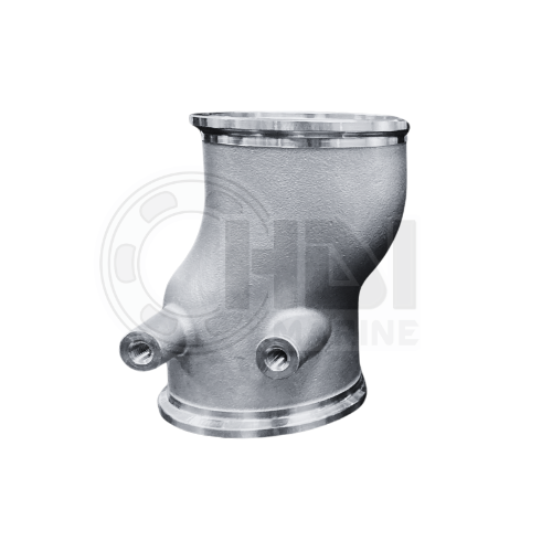 A stainless steel pipe with two valves on each side.